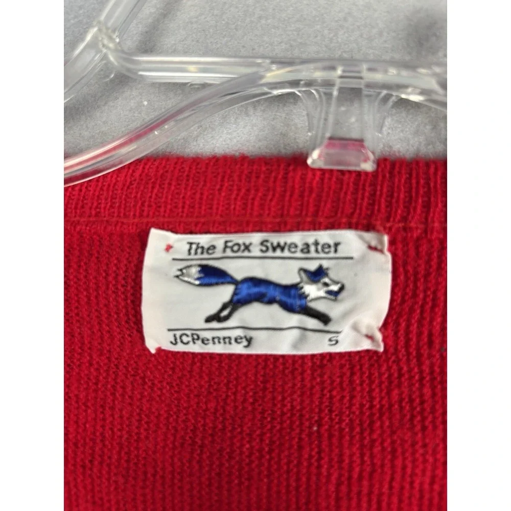 Vintage JC Penney Fox Sweater Men's S Small Red V-Neck Union Made USA 3469